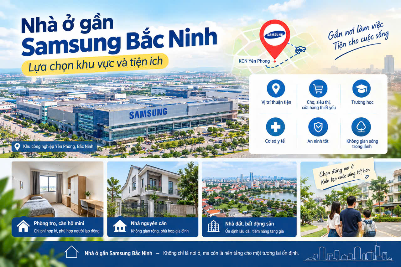 Nhà ở gần Samsung Bắc Ninh: Lựa chọn khu vực và tiện ích